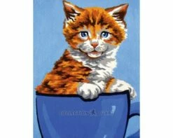 Collection D'Art Tapestry Canvas 20X25 Kitten In Cup