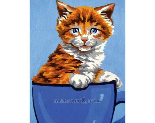 Collection D'Art Tapestry Canvas 20X25 Kitten In Cup 3 Collection D'Art Tapestry Canvas 20X25 Kitten In Cup