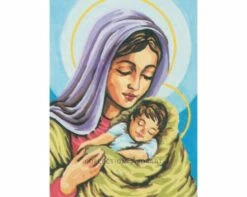 Collection D'Art Tapestry Canvas 30X40 Madonna (Purple) & Child