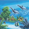 Collection D'Art Tapestry Canvas 30X40 Dolphins/Fish Underwater -Cheap Knitting Needles Store da6148 kj5002wp.g20