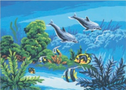 Collection D'Art Tapestry Canvas 30X40 Dolphins/Fish Underwater 3 Collection D'Art Tapestry Canvas 30X40 Dolphins/Fish Underwater
