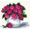 Collection D'Art Tapestry Canvas 30X40 Bowl Of Pink Roses
