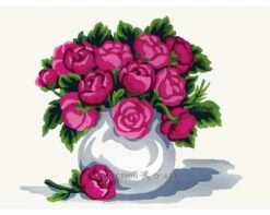 Collection D'Art Tapestry Canvas 30X40 Bowl Of Pink Roses