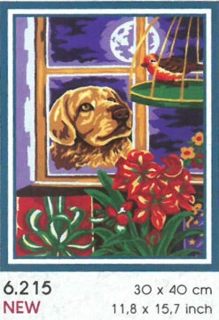 Collection D'Art Tapestry Canvas 30X40 Dog At Window