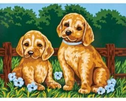 Collection D'Art Tapestry Canvas 30X40 Puppies
