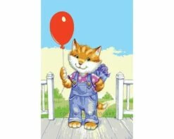 Collection D'Art Tapestry Canvas 30X40 Cat With Balloon