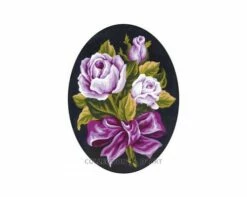 Collection D'Art Tapestry Canvas 25X30 Black/Pink Rose Bouquet