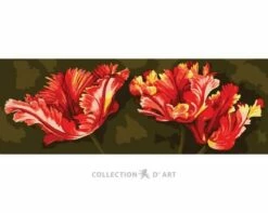 Collection D'Art Tapestry Canvas 35X80 Re/Yellow Frilly Tulips