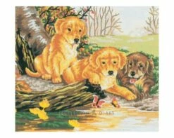Collection D'Art Tapestry Canvas 25X30 Three Puppies