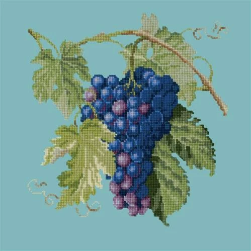 Elizabeth Bradley Tapestry Kit - Grapes (Duck Egg Blue Background Wool) 3 Elizabeth Bradley Tapestry Kit - Grapes (Duck Egg Blue Background Wool)