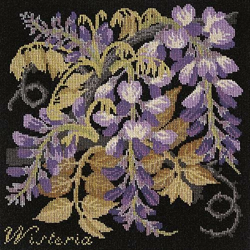 Elizabeth Bradley Tapestry Kit - The Wisteria (Black Background Wool) 3 Elizabeth Bradley Tapestry Kit - The Wisteria (Black Background Wool)