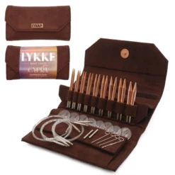 Lykke Cypra Copper Needles3.5" Interchangeable Needles Brown Vegan Suede - 9 Pairs