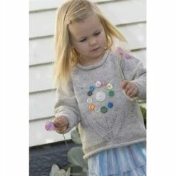 Lisa F Little Cupcakes LF07 Sweater With Antique Button Flower