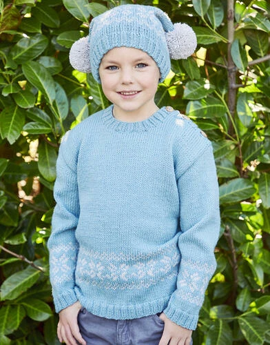 Sirdar Children's Sweater & Hat In Country Classic DK Pattern 3 Sirdar Children's Sweater & Hat In Country Classic DK Pattern