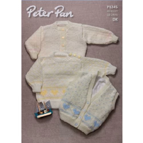 Peter Pan P1245 Heart Sweater, Cardigan And Waistcoat 3 Peter Pan P1245 Heart Sweater, Cardigan And Waistcoat