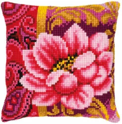 Vervaco Cross Stitch Cushion Kit - Pink Bloom