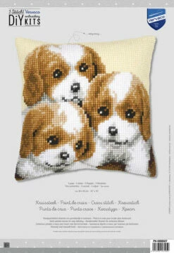 Vervaco Cross Stitch Cushion Kit - 3 Puppies -Cheap Knitting Needles Store pn 00085078 mja4lnqi.r1e