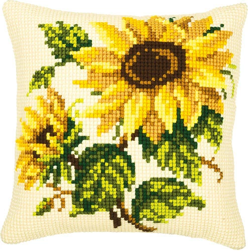 Vervaco Cross Stitch Cushion Kit - Sunflowers 3 Vervaco Cross Stitch Cushion Kit - Sunflowers