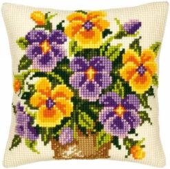 Vervaco Cross Stitch Cushion Kit - Pansy Posy
