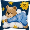 Vervaco Cross Stitch Cushion Kit - Blue Bear On A Cloud -Cheap Knitting Needles Store pn 00085731 4ld252vm.bmu