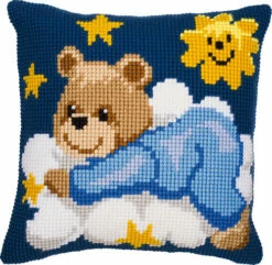 Vervaco Cross Stitch Cushion Kit - Blue Bear On A Cloud