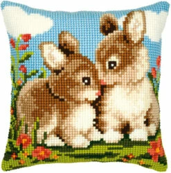 Vervaco Cross Stitch Cushion Kit - Rabbits