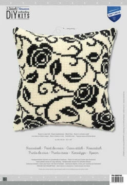 Vervaco Cross Stitch Cushion Kit - Black Rose -Cheap Knitting Needles Store pn 00087408 xbxd5n05.1v4