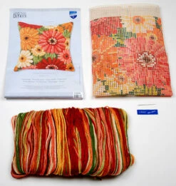 Vervaco Cross Stitch Cushion Kit - Summer Flowers -Cheap Knitting Needles Store pn 00087969 5e1o33od.jhl