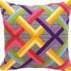 Vervaco Long Stitch Cushion Kit - Colourful Diagonals Ongrey