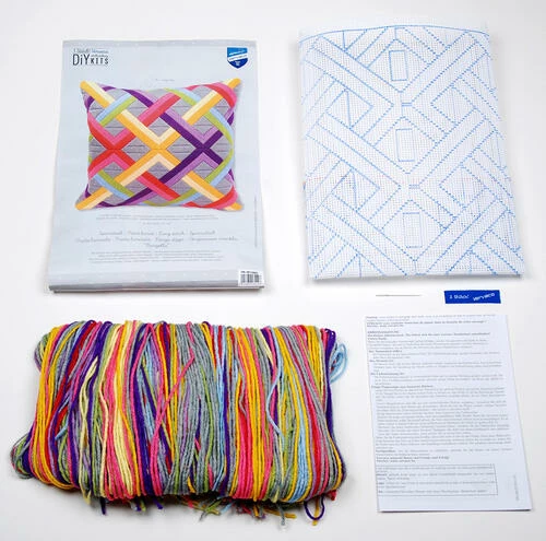 Vervaco Long Stitch Cushion Kit - Colourful Diagonals Ongrey 5 Vervaco Long Stitch Cushion Kit - Colourful Diagonals Ongrey - Image 3