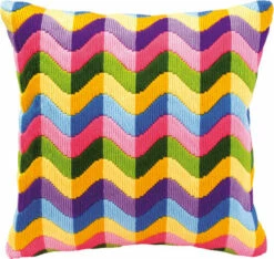Vervaco Long Stitch Cushion Kit - Colourful Waves