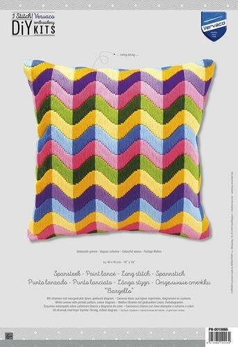 Vervaco Long Stitch Cushion Kit - Colourful Waves 4 Vervaco Long Stitch Cushion Kit - Colourful Waves - Image 2