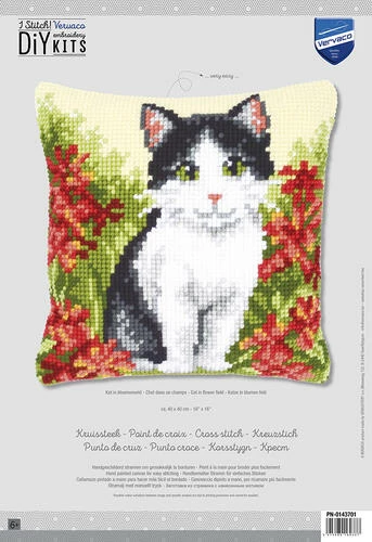 Vervaco Cross Stitch Cushion Kit - Cat In Flower Field 4 Vervaco Cross Stitch Cushion Kit - Cat In Flower Field - Image 2