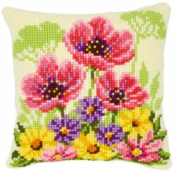 Vervaco Cross Stitch Cushion Kit - Flower Field Poppies