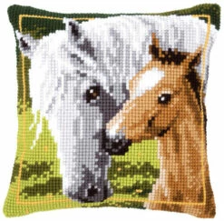Vervaco Cross Stitch Cushion Kit - White Horse And Her Foal