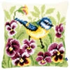 Vervaco Cross Stitch Cushion Kit - Blue Tit On Pansies -Cheap Knitting Needles Store pn 01454301 b5i3ktta.mas