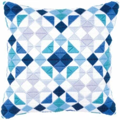 Vervaco Long Stitch Cushion Kit - Triangles Blue-grey