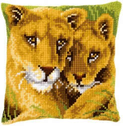 Vervaco Cross Stitch Cushion Kit - Lion With Cub