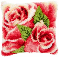 Vervaco Latch Hook Kit - Pink Rose And Rosebud I