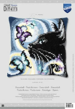 Vervaco Cross Stitch Cushion Kit - Cat With Butterflies -Cheap Knitting Needles Store pn 01490618 lpbvbsx2.ce1