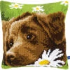 Vervaco Cross Stitch Cushion Kit - Chocolate Labrador -Cheap Knitting Needles Store pn 01538551 dv0arkpq.40e