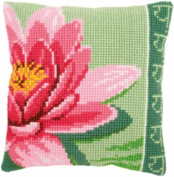 Vervaco Cross Stitch Cushion Kit - Pink Lotus Flower