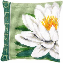 Vervaco Cross Stitch Cushion Kit - White Lotus Flower