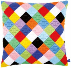 Vervaco Long Stitch Cushion Kit - Colourful Diamonds
