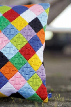 Vervaco Long Stitch Cushion Kit - Colourful Diamonds -Cheap Knitting Needles Store pn 01563263 1tmtftu1.vmd