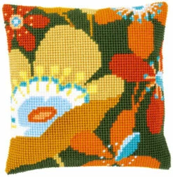 Vervaco Cross Stitch Cushion Kit - Retro Flowers #1