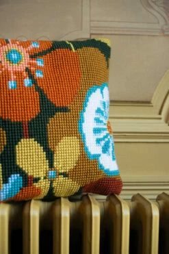 Vervaco Cross Stitch Cushion Kit - Retro Flowers #2 -Cheap Knitting Needles Store pn 01566672 xkfm11l4.inb