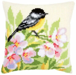 Vervaco Cross Stitch Cushion Kit - Tit & Blossoms