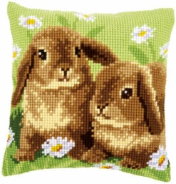 Vervaco Cross Stitch Cushion Kit - Two Rabbits