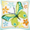 Vervaco Cross Stitch Cushion Kit - Green Butterfly 2 Vervaco Cross Stitch Cushion Kit - Green Butterfly -Cheap Knitting Needles Store pn 01633421 rvnknbeb.03q